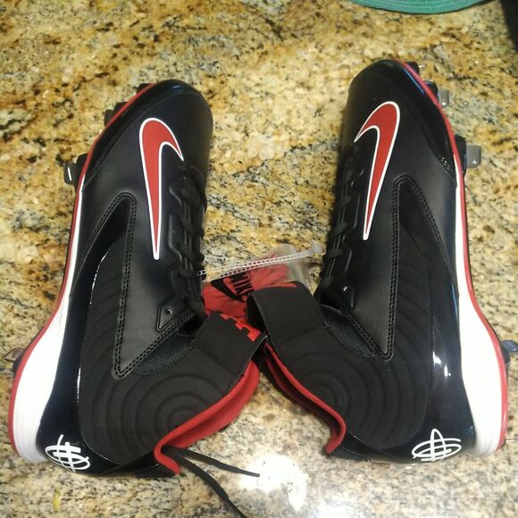 NEW Nike Huarache Strike Steel Baseball Cleats Black & Red 615965 061 Size 13 - Picture 9 of 12